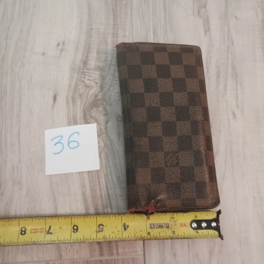 Vintage Louis Vuitton Damier Brazza Wallet BrownBi-Fold Large Authentic Check